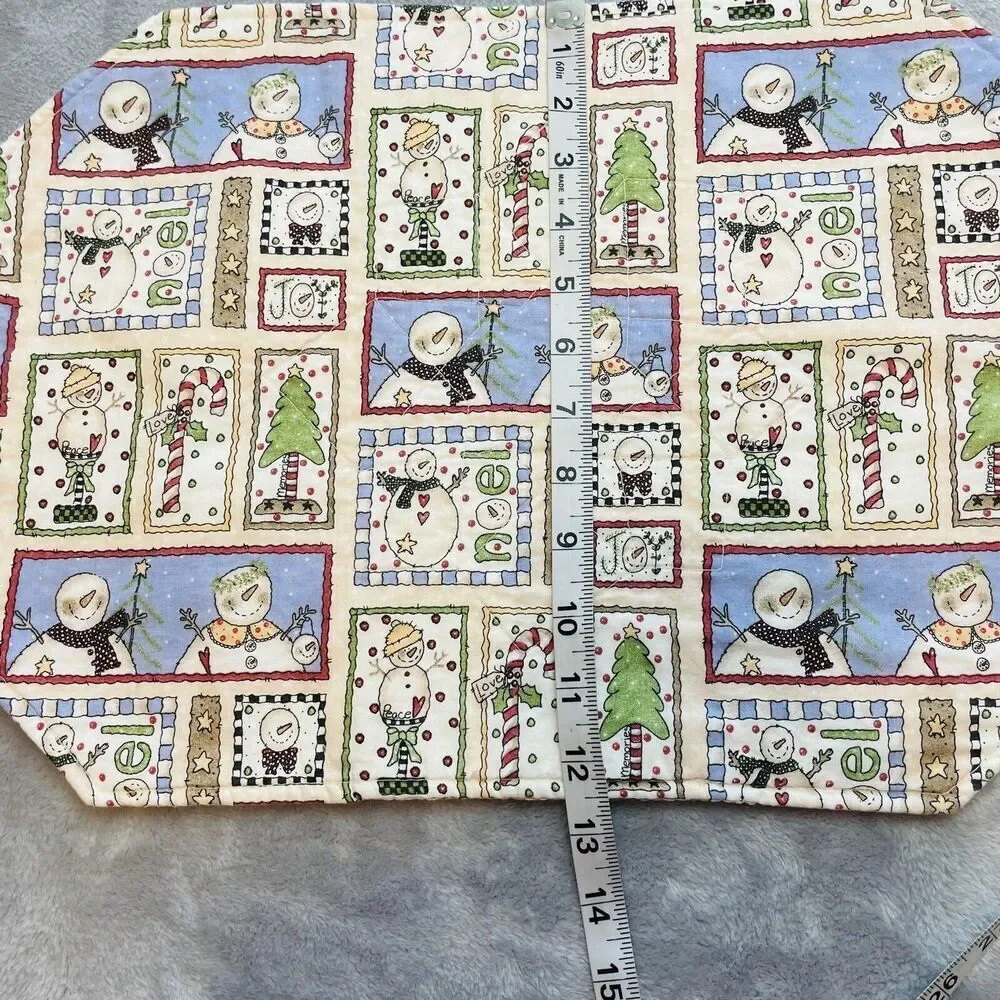 Holiday‎ Christmas Placemat Set (6) Reversible Snowmen Joy Noel Mats Napkins